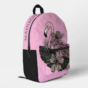 Custom Name & Colour Pink Flamingo Printed Backpack