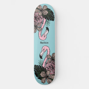 Custom Name & Colour Pink Flamingo Skateboard