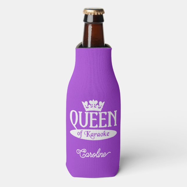 Custom Name & Colour Queen of Karaoke Bottle Cooler (Bottle Front)