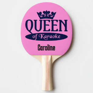 Custom Name & Colour Queen of Karaoke Ping Pong Paddle