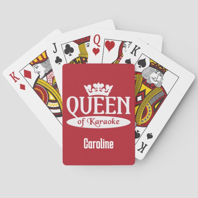 Custom Name & Colour Queen of Karaoke Playing Cards (Back)
