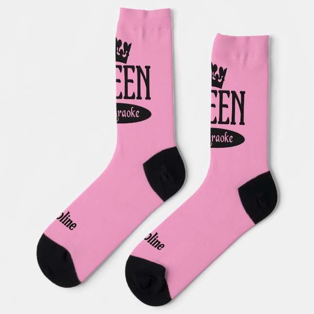 Custom Name & Colour Queen of Karaoke Socks (Left)