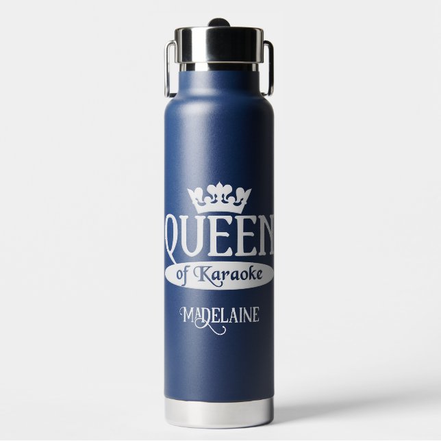 Custom Name & Colour Queen of Karaoke Water Bottle (Front)