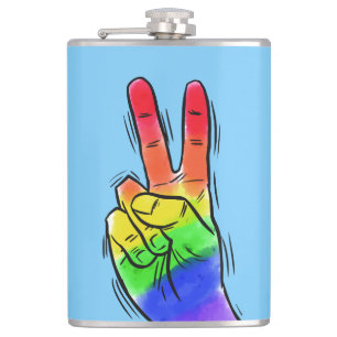 Custom name & colour Rainbow Peace flask