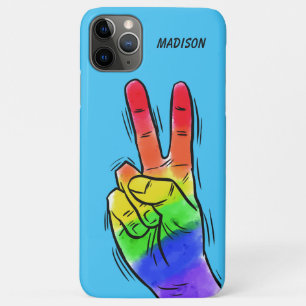 Custom name & colour Rainbow Peace phone cases