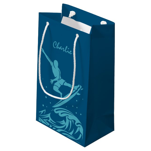 Custom name & colour Surfer gift bag (Back Angled)