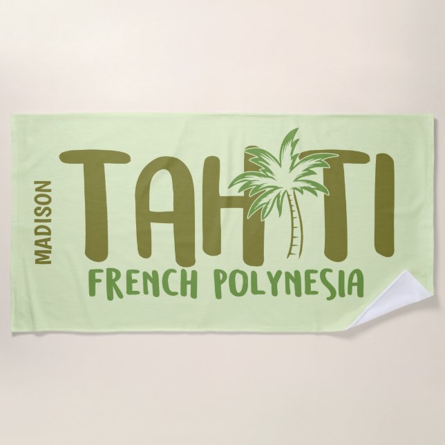 Custom Name & Colour Tahiti Beach Towel (Front)