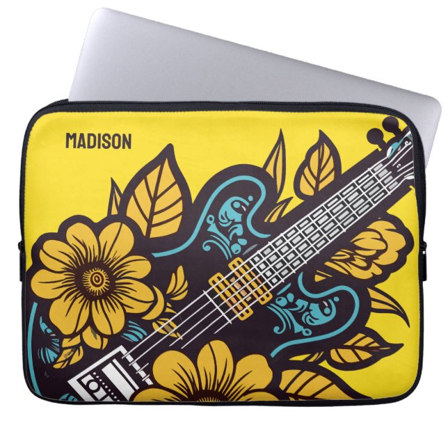 Custom Name & Colour Ukulele Laptop Sleeve (Front)
