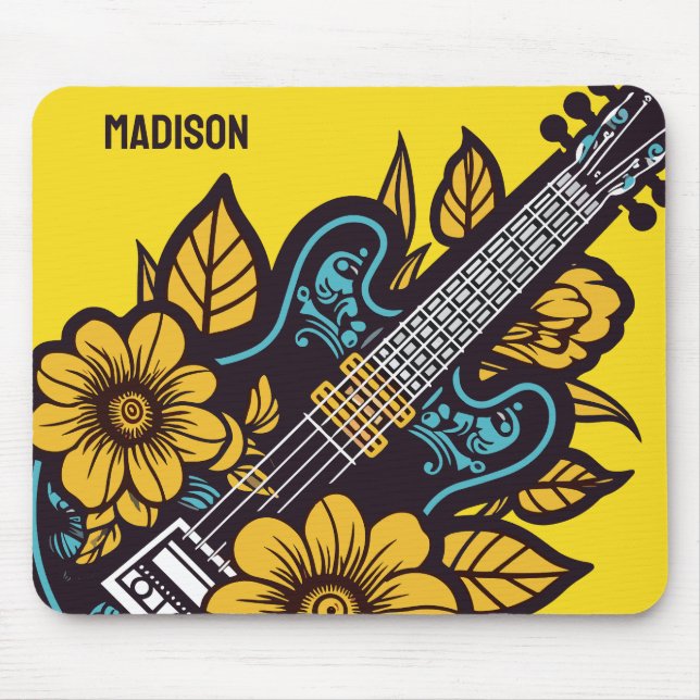 Custom Name & Colour Ukulele Mouse Mat (Front)