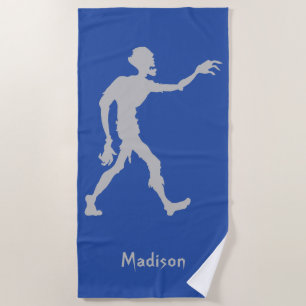 Custom name & colour Zombie beach towel