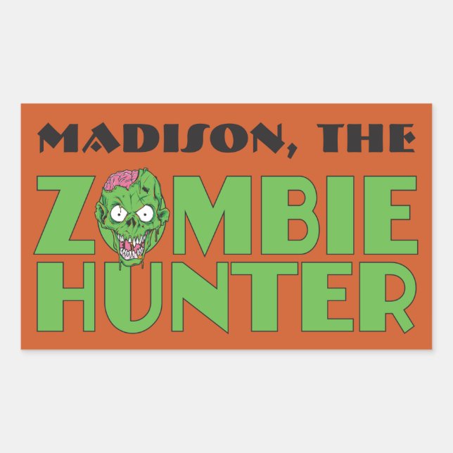 Custom name & colour Zombie Hunter stickers (Front)