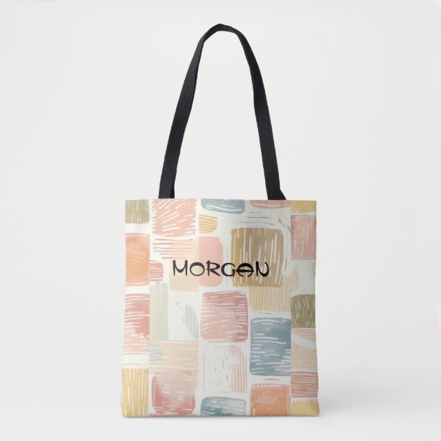 Custom Name Colourful Abstract Tote Bag (Front)