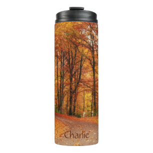 Custom Name Colourful Autumn Path Thermal Tumbler