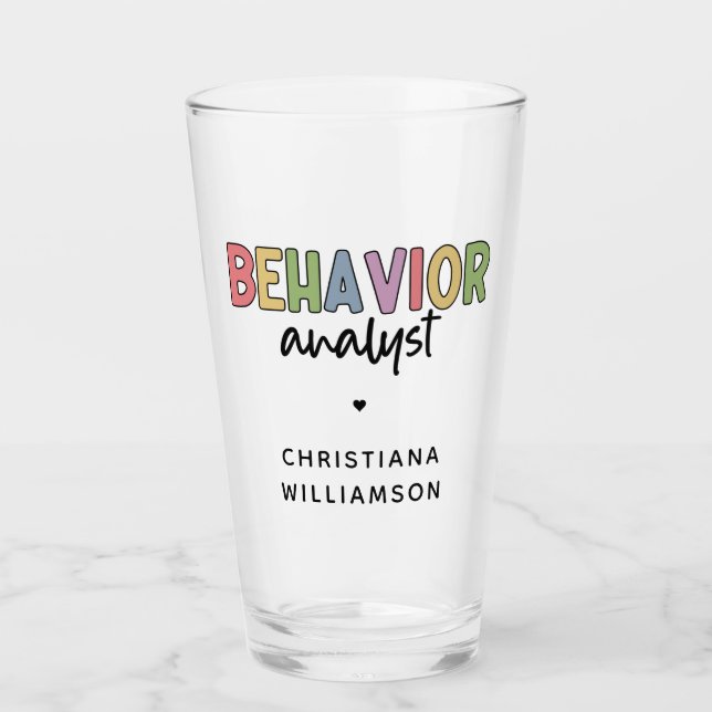 Custom Name Colourful Behaviour Analyst Glass (Front)