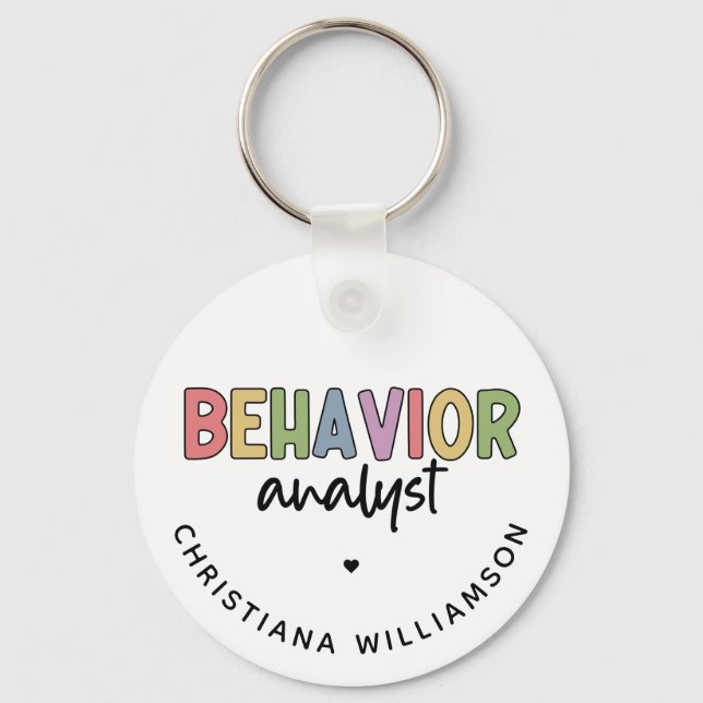 Custom Name Colourful Behaviour Analyst Key Ring (Front)