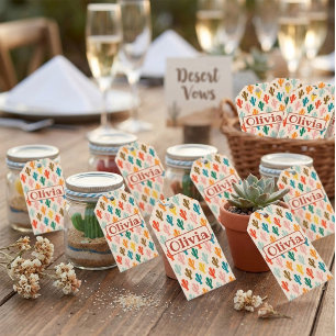Custom Name Colourful Cacti Gift Tags