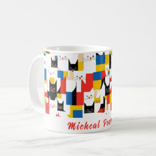 Custom Name Colourful Cat Pattern Mug