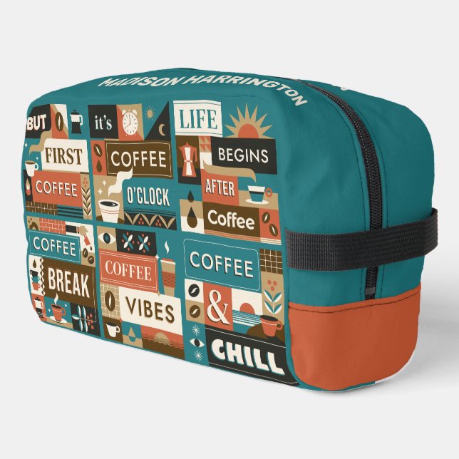 Custom Name Colourful Coffee Quotes Dopp Kit (Left Corner)