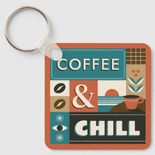 Custom Name Colourful Coffee Quotes Key Ring