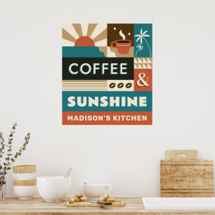Custom Name Colourful Coffee Quotes Poster