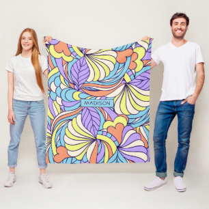 Custom name Colourful Doodles fleece blankets