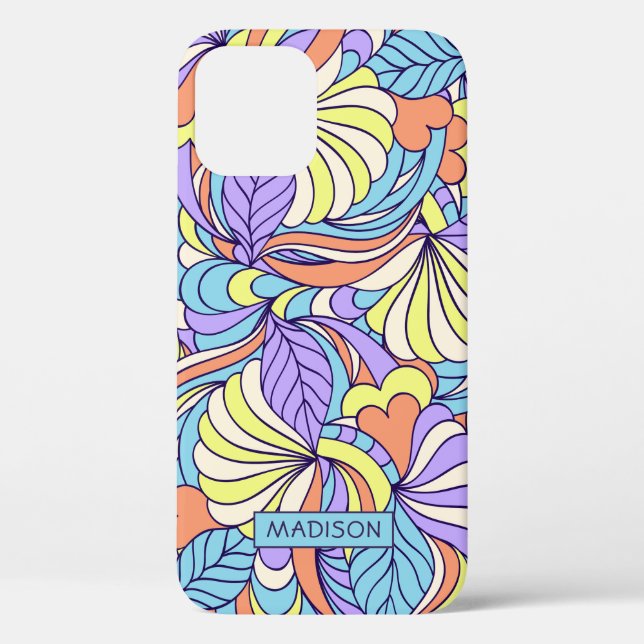 Custom name Colourful Doodles phone cases (Back)