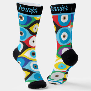Custom name Colourful Eye pattern Socks