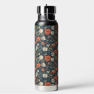 Custom Name Colourful Flower Pattern Water Bottle