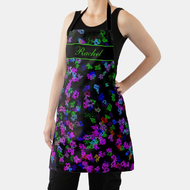 Custom Name Colourful Glow Abstract Pattern Stylis Apron (Insitu)