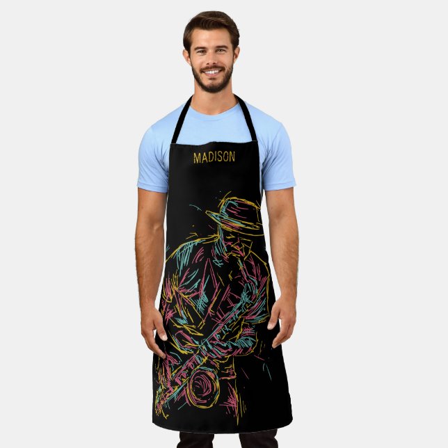 Custom name Colourful Jazz Player apron (Worn)