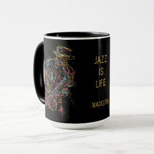 Custom name Colourful Jazz Player Mug