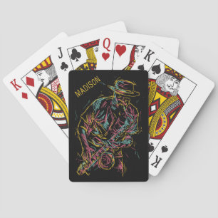 Custom name Colourful Jazz Player Playing Cards