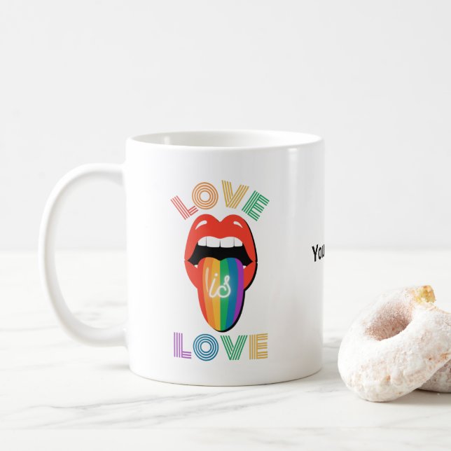 Custom Name Colourful LGBTQ Pride Month Coffee Mug (With Donut)