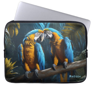 Custom Name Colourful Parrots Laptop Sleeve
