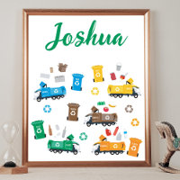 Custom Name Colourful Recycling Garbage Trucks Bin
