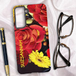 Custom Name Colourful Rose Flower Bouquet Samsung Galaxy Case<br><div class="desc">A colourful flower bouquet of roses and daisies photograph sets the background on this template design case. Fill in the template field with a name or initials , remove the text or click customise to select a font in the style, size and colour you prefer. Consider for your new phone...</div>