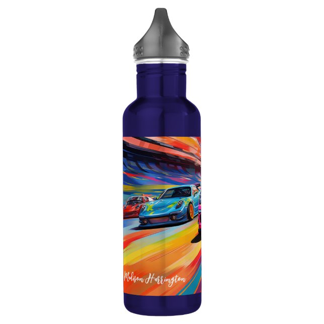 Custom Name Colourful Sportscars 710 Ml Water Bottle (Left)