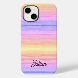 Custom name colourful stripes Case-Mate iPhone 14 case