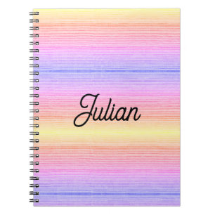 Custom name colourful stripes notebook