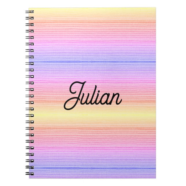 Custom name colourful stripes notebook (Front)