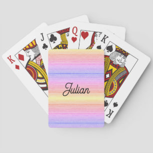 Custom name colourful stripes playing cards