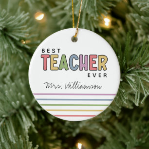 Custom Name Colourful Teacher Appreciation Gifts Ceramic Tree Decoration