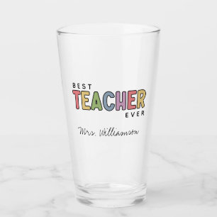 Custom Name Colourful Teacher Appreciation Gifts Glass