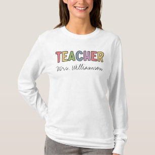 Custom Name Colourful Teacher Appreciation Gifts T-Shirt