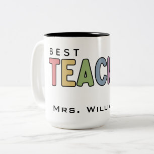 Custom Name Colourful Teacher Appreciation Gifts Two-Tone Coffee Mug