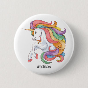 Custom Name Colourful Unicorn 6 Cm Round Badge