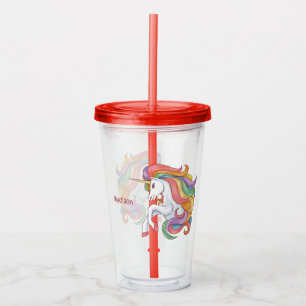 Custom Name Colourful Unicorn Acrylic Tumbler