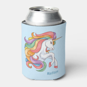 Custom Name Colourful Unicorn Can Cooler