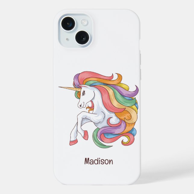 Custom Name Colourful Unicorn iPhone Case (Back)