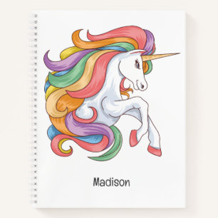 Custom Name Colourful Unicorn Notebook